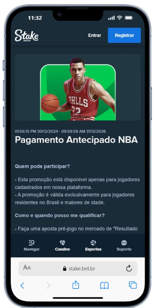 STAKE pagamento antecipado NBA