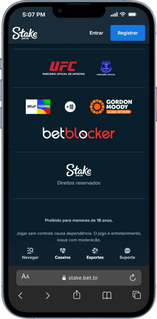 Stake é confiável e patrocina o UFC e o Everton