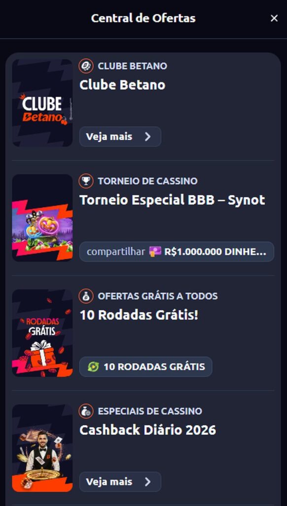 betano central de ofertas