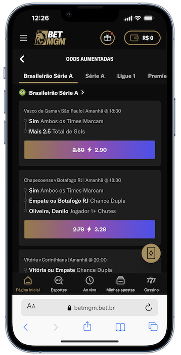 betmgm bet de 1 real com odds aumentadas