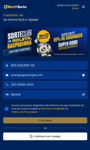 cadastro com código promocional bet dá sorte