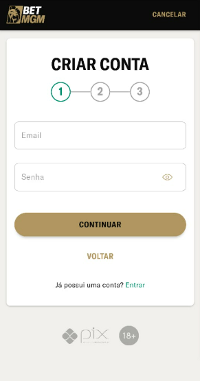 criar conta código promocional betmgm
