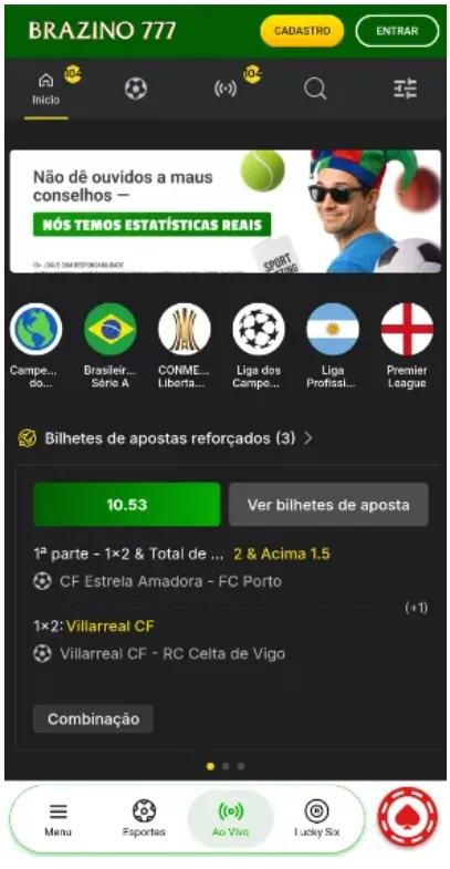 Esportes e modalidades disponíveis na Brazino777